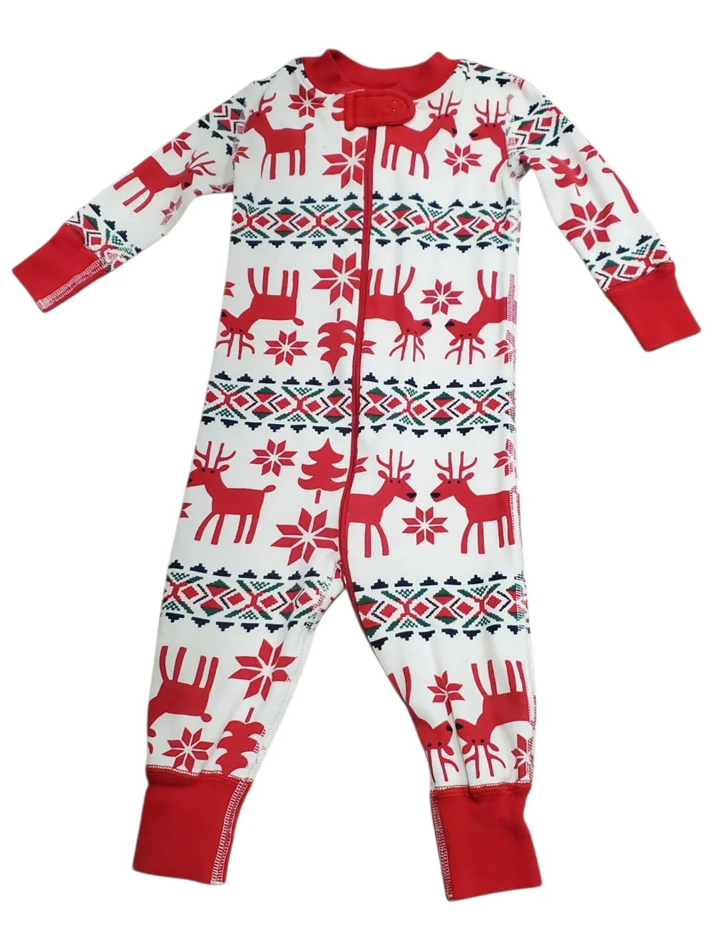 Hanna Andersson Dear Deer Baby Zip Sleeper White|Red 6-12 Months